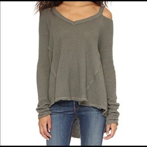 Free People Moonshine V' Cold Shoulder Sweater